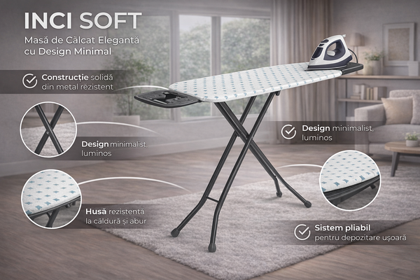 INCI SOFT – Masă de Călcat Elegantă cu Design Minimal