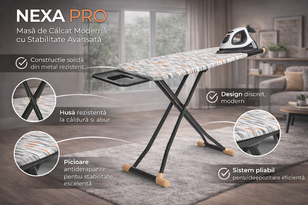 NEXA PRO – Masă de Călcat Modernă cu Stabilitate Avansată
