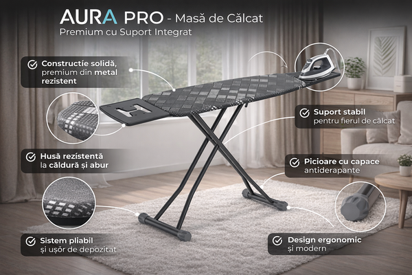 Masă de Călcat Premium cu Suport Integrat
